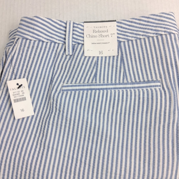 Talbots Blue White Striped Relaxed Chino Shorts - Picture 5 of 6